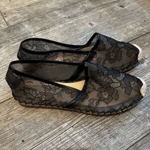 Valentino Garavani black lace espadrilles sz 39